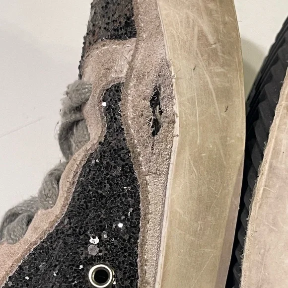 Golden Goose Superstar Women’s 38 (8) Black Glitter Have A Golden Day Sneakers - Picture 9 of 14